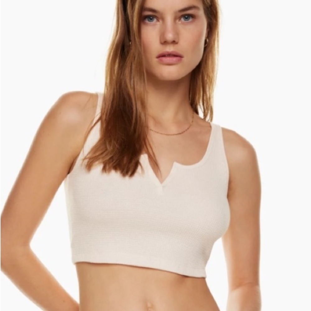 🎁Like New TNA Bundle of two-White & Gray Waffle Crop Tops- Small